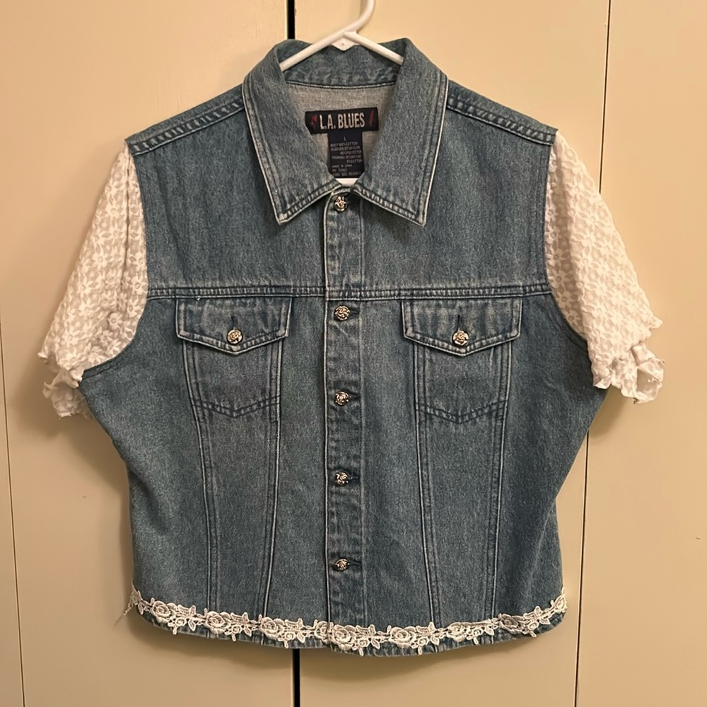 LA Blues Jean jacket design with nylon:polyester sleeves